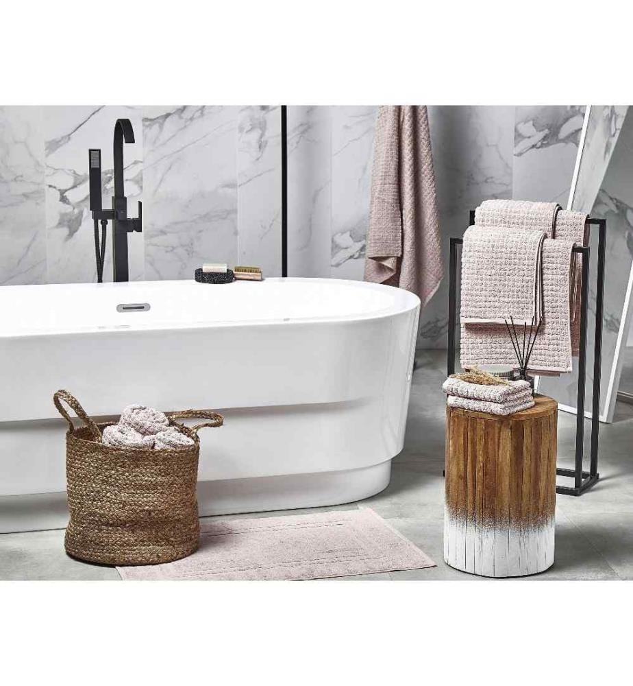 Ensemble Linge de Bain 11 Pièces Serviette d'Invité Essuie-main Draps de Bain et Tapis en Coton Rose à Séchage Rapide Moelleux et Absobant