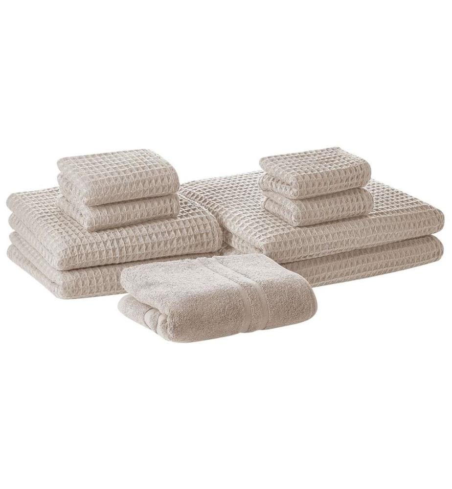 Ensemble 9 Serviettes de Bain en Coton Beige à Séchage Rapide Ultra Moelleux Absobant et Doux au Toucher