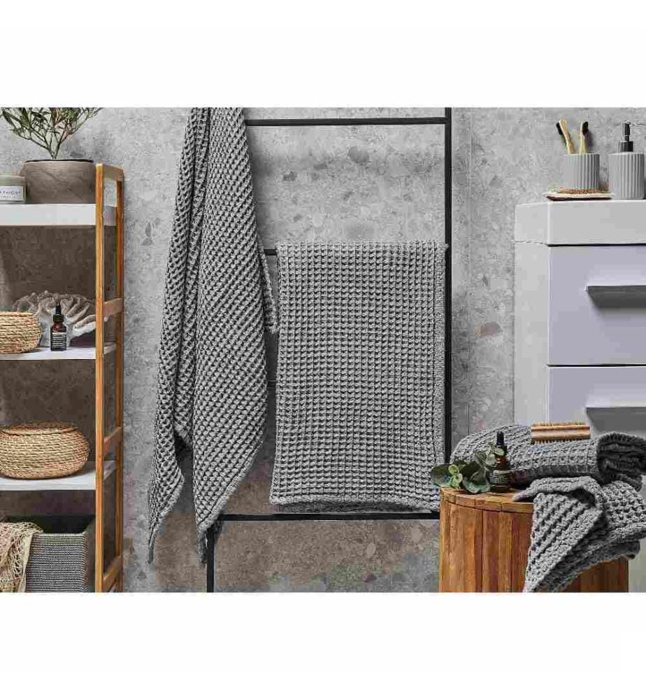 Ensemble 4 Serviettes de Bain en Coton Gris à Séchage Rapide Ultra Moelleux Absobant et Doux au Toucher