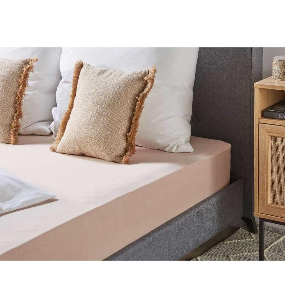 Drap-housse avec Bords Élastiques 160 x 200 cm en Coton Beige Pour Chambre Style Moderne