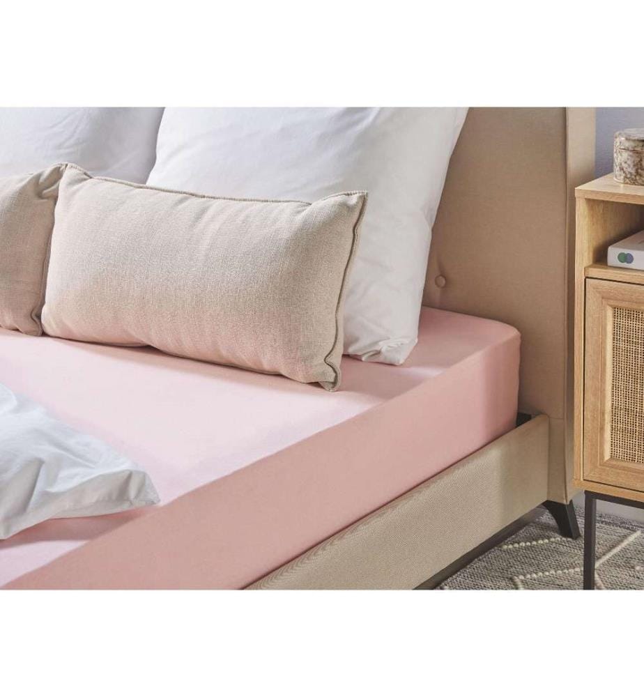 Drap-housse avec Bords Élastiques 180 x 200 cm en Coton Rose Pour Chambre Style Moderne