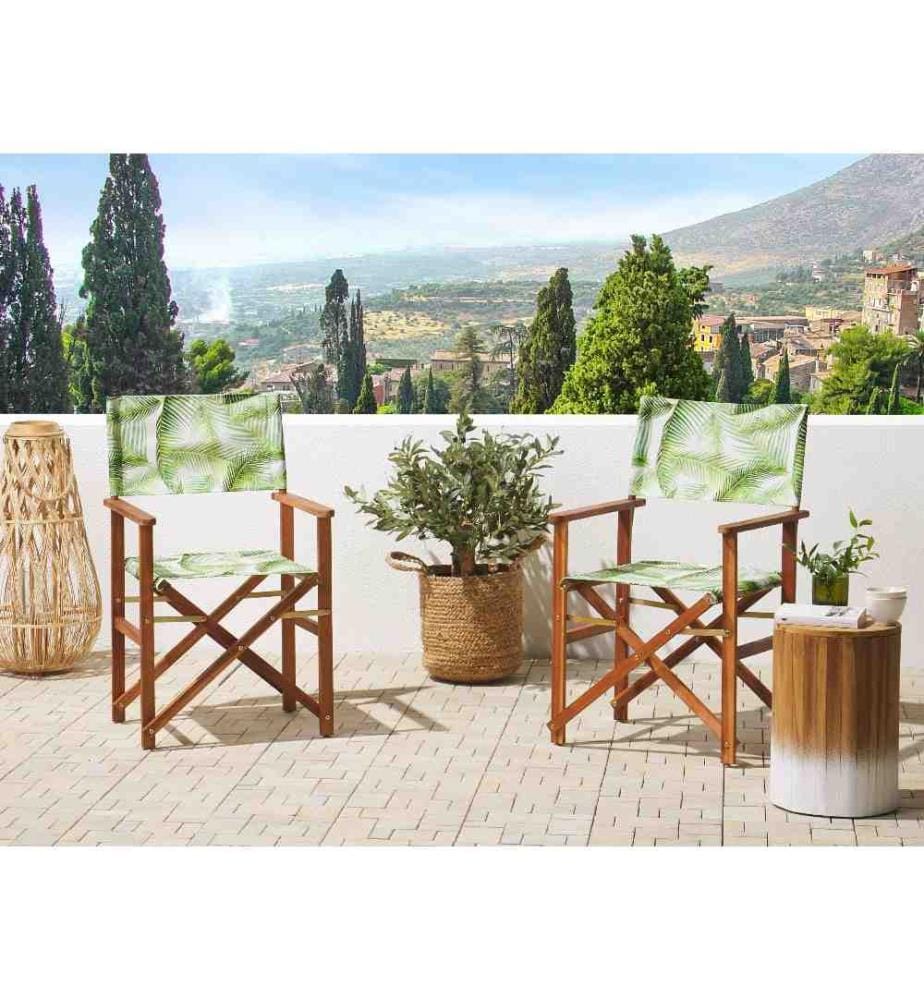 2 Toiles pour Transat avec Motif Feuilles Tropicales Vert et Blanc en Polyester 52 x 45 cm Idéal pour l'Extérieur