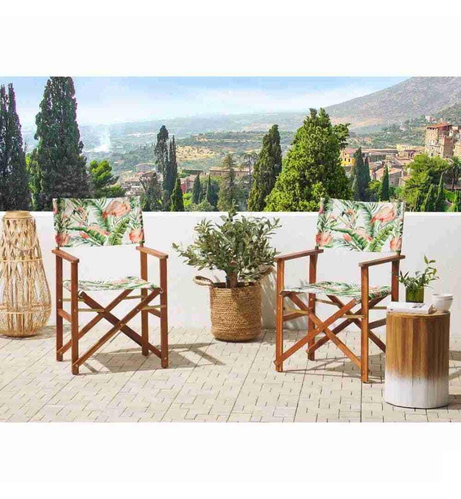 2 Toiles pour Transat avec Motif Flamant Vert Blanc et Rose en Polyester 52 x 45 cm Résistant aux Rayons UV et Pluie Idéal pour l'Extérieur