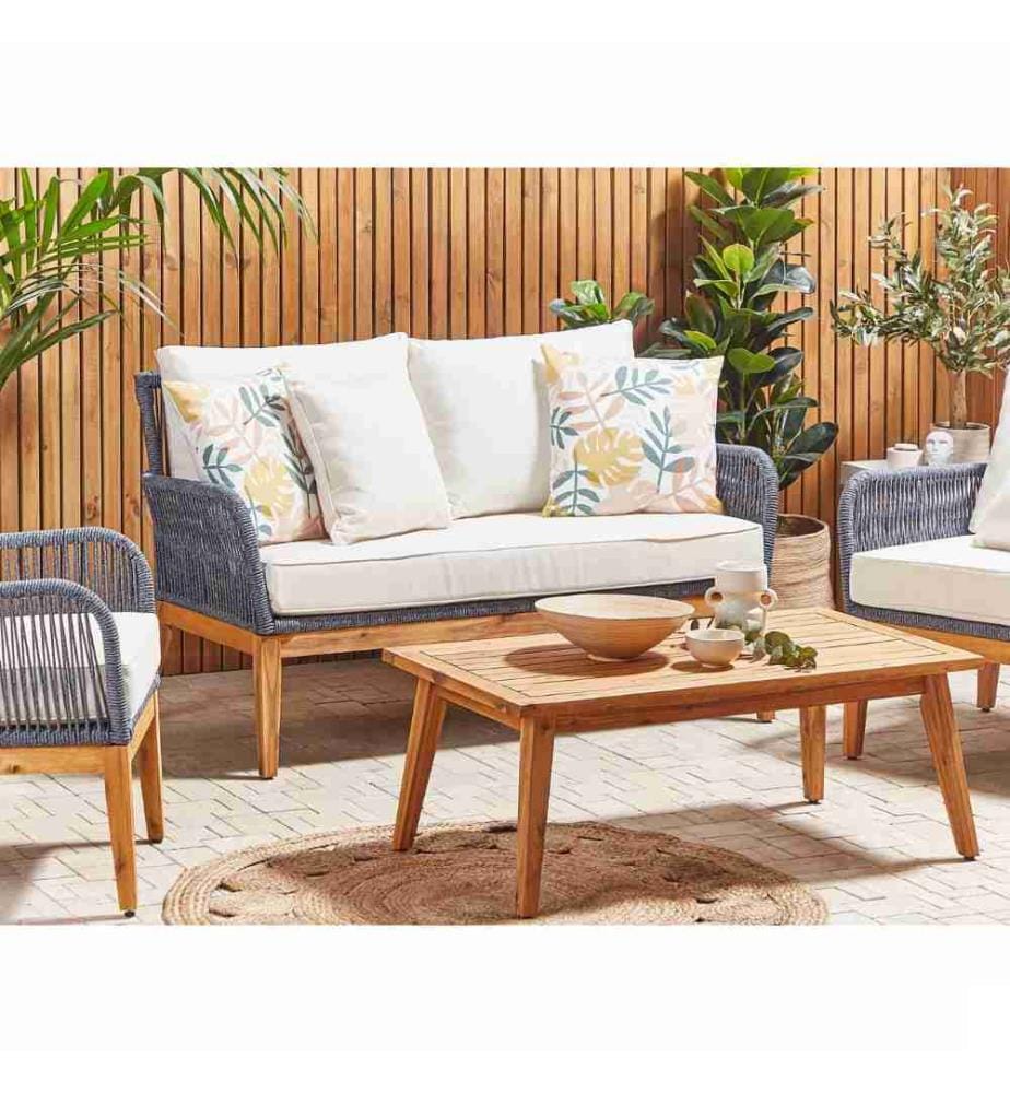 Coussins Décoratifs Multicolore en Polyester 45 x 45 cm avec Impression de Feuilles Jardin Accessoire Maison Lot de 2