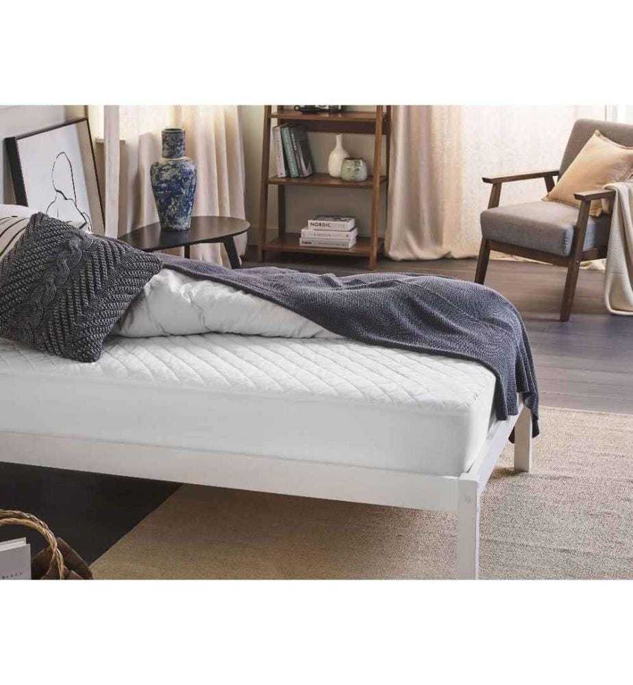 Protège-matelas Ajusté en Coton Japara Blanc 90 x 200 cm Matelassé Bordures Housse Protection