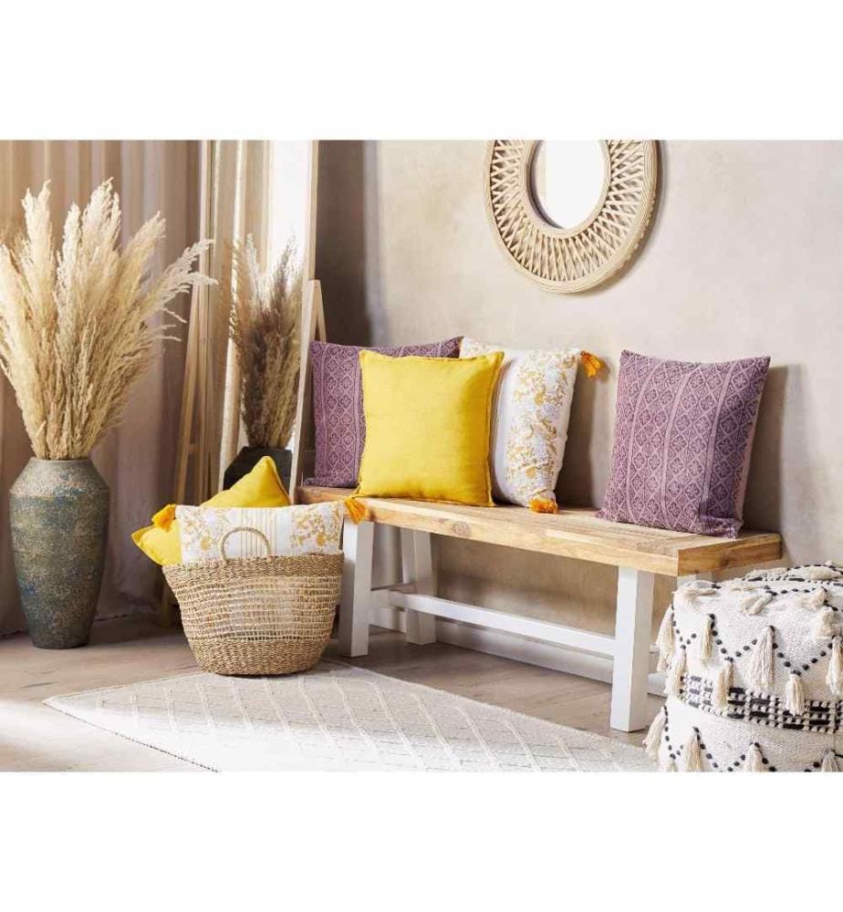 Coussins Décoratifs Lilas en Velours 45 x 45 cm à Motif Géométrique Accessoire d'Intérieur Rétro Traditionnel Déco de Maison Lot de 2