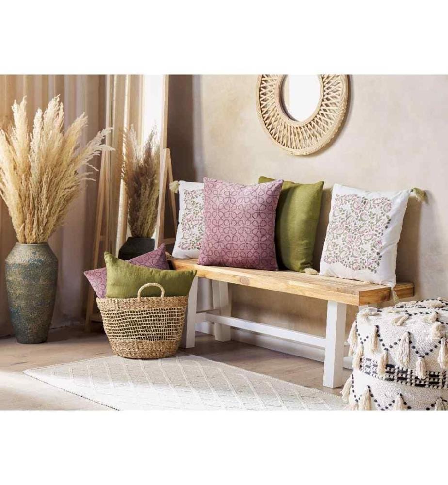 Coussins Décoratifs Lilas en Velours 45 x 45 cm à Motif Géométrique Accessoire d'Intérieur Rétro Traditionnel Déco de Maison Lot de 2