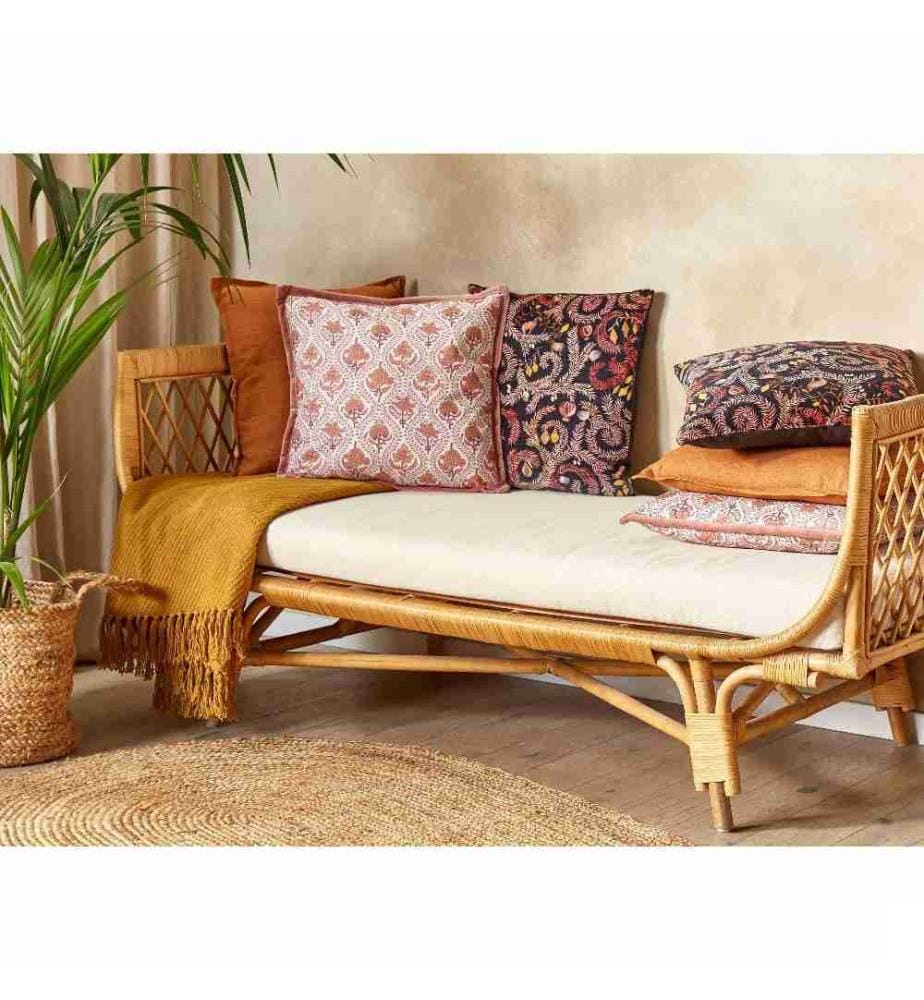 2 Coussins en Coton à Motif de Fleurs 45 x 45 cm Tissu Housse Amovible Accessoires de Décoration Salon Canapé