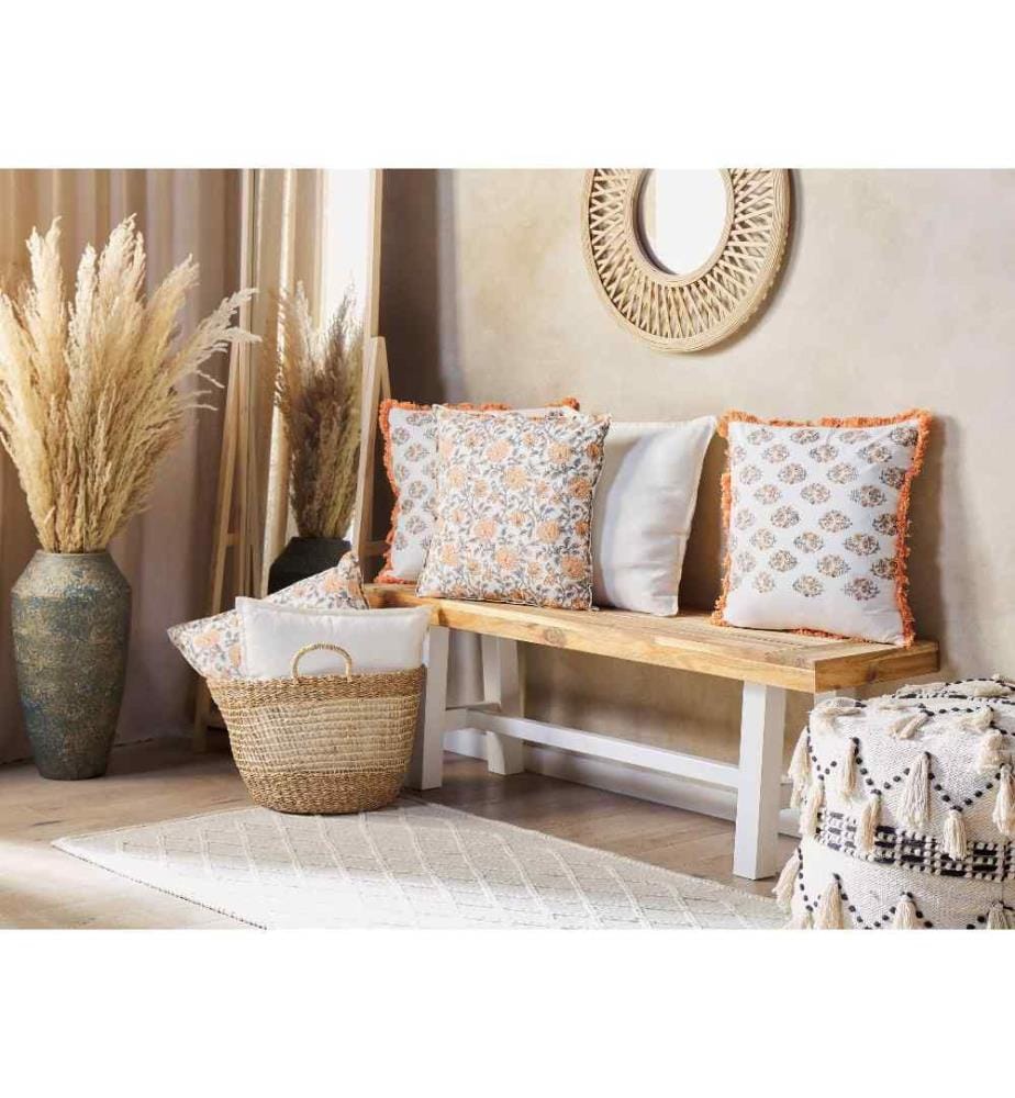 Coussin en Coton Multicolore à Motif de Fleurs 45 x 45 cm Housse Amovible Accessoires de Décoration