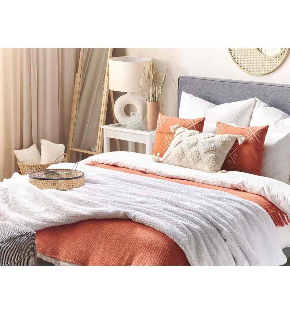 Plaid Blanc en Polyester 200 x 220 cm Couvre-Lit Très Doux Haute Qualité pour Chambre et Salon Cosy Accessoire Intérieur