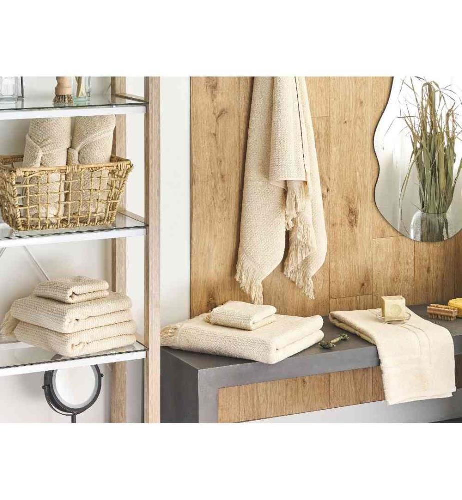 Lot de 9 Serviettes de Bain en Coton Tissu Polyester Beige 100 x 150 cm Franges Douces Pelucheuses Serviettes de Bain Luxe Glam