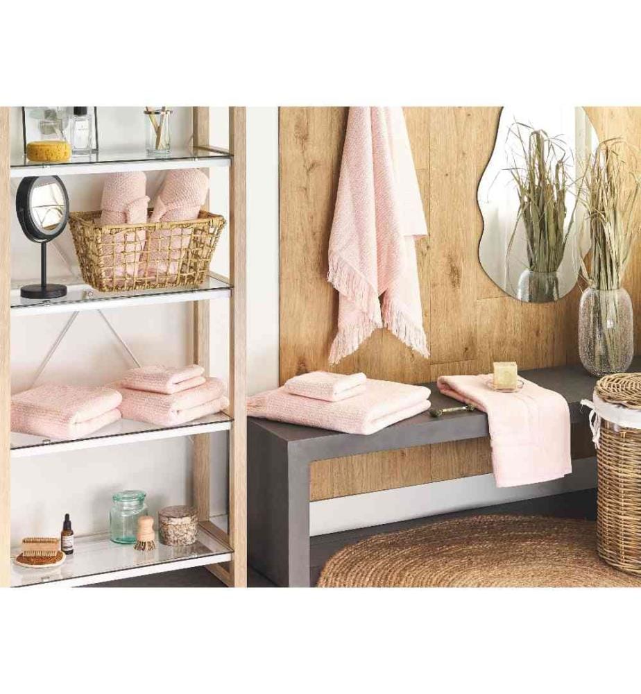 Lot de 9 Serviettes de Bain en Coton Tissu Polyester Rose Pastel 100 x 150 cm Franges Douces Pelucheuses Serviettes de Bain Luxe Glam