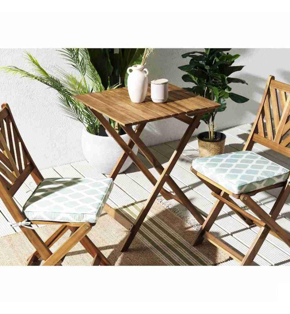 Coussins Décoratifs Vert et Blanc en Polyester 37 x 34 cm pour Jardin Housse Amovible avec Motif Diamant et Attaches Résistants aux UV Lot de 2