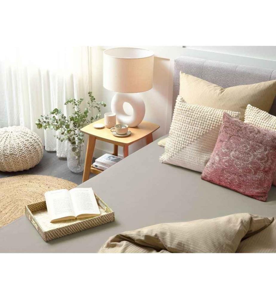Drap-Housse en Coton Taupe 200 x 200 cm Bordure Élastique Style Classique pour Chambre à Coucher Tendance Moderne