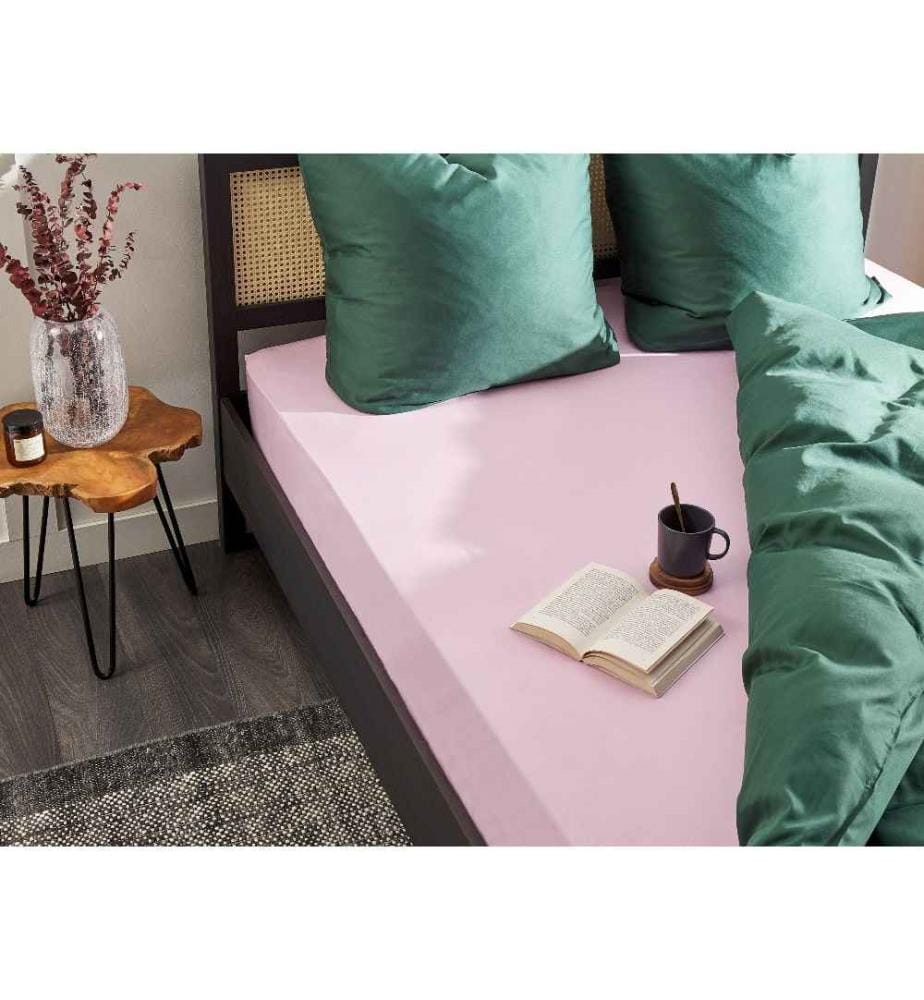 Drap-Housse en Coton Rose 200 x 200 cm Bordure Élastique Style Classique pour Chambre à Coucher Tendance Moderne