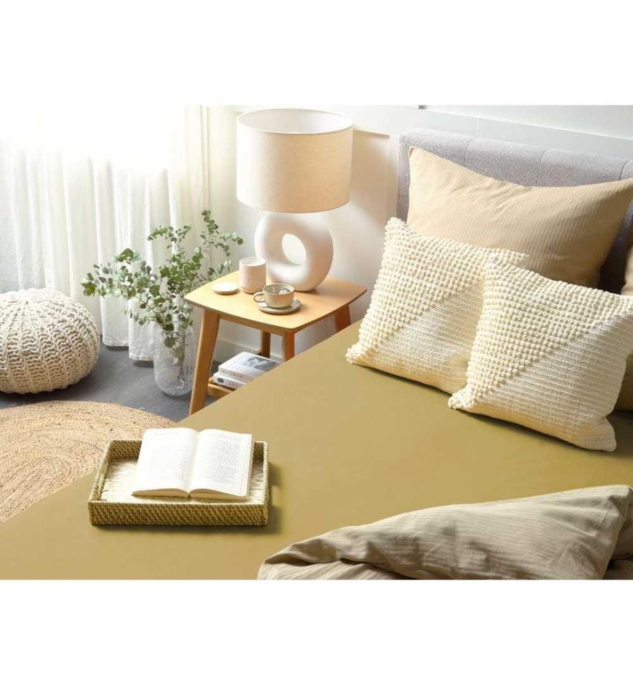 Drap-Housse en Coton Vert Olive 160 x 200 cm Bordure Élastique Style Classique pour Chambre à Coucher Tendance Moderne