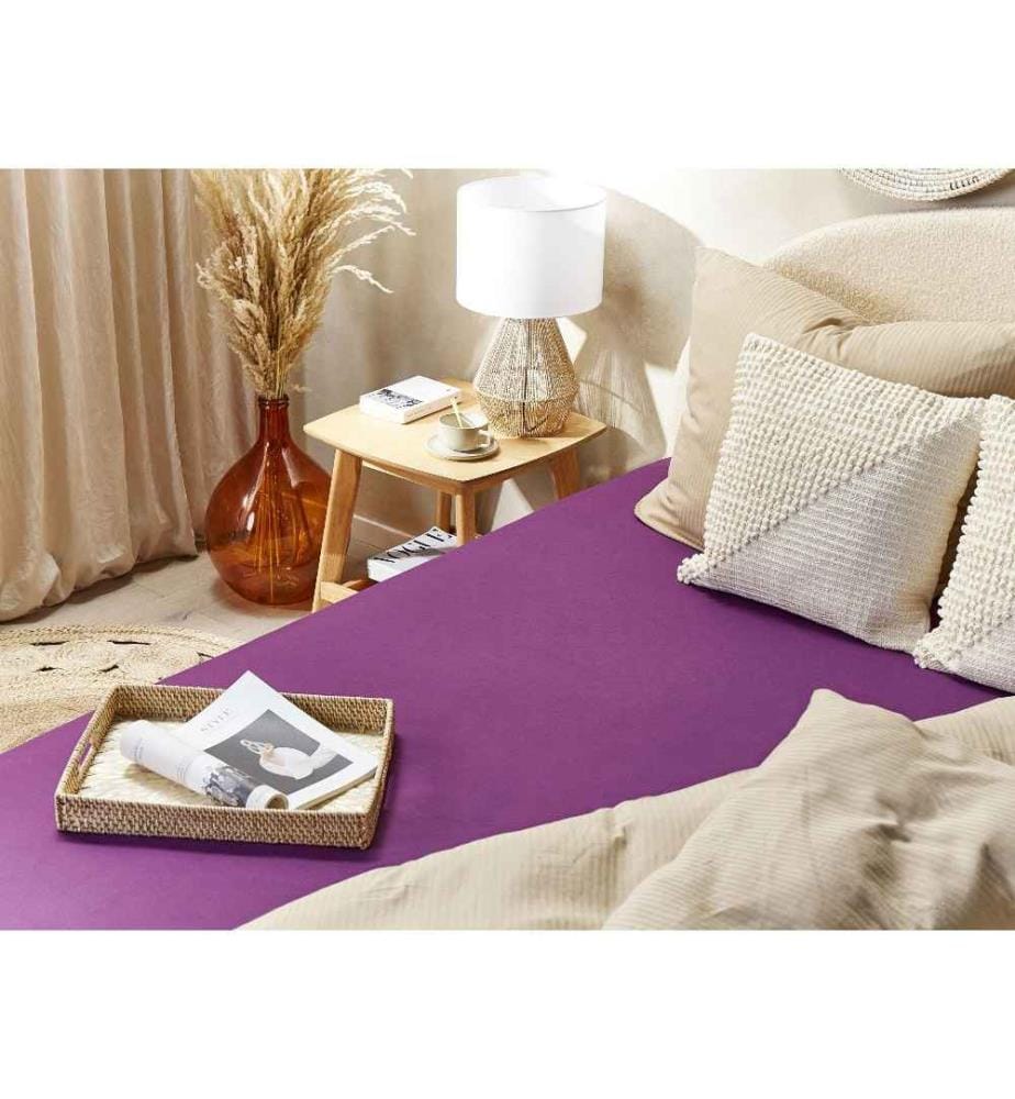 Drap-Housse en Coton Violet 90 x 200 cm Bordure Élastique Style Classique pour Chambre à Coucher Tendance Moderne