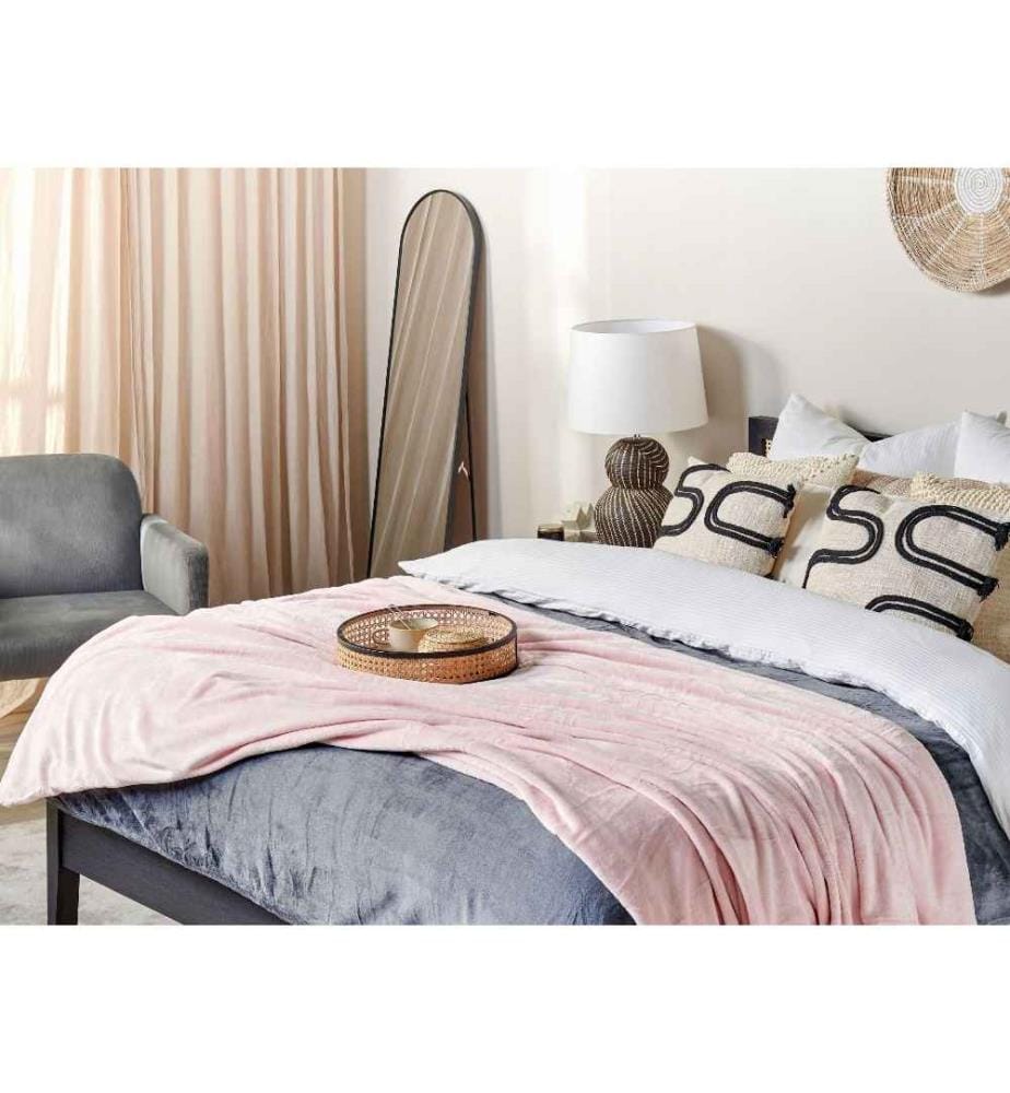 Couvre-Lit Rose en Polyester 200 x 220 cm Incroyablement Doux et Durable Facile à Entretenir Parfait pour le Lit ou Canapé