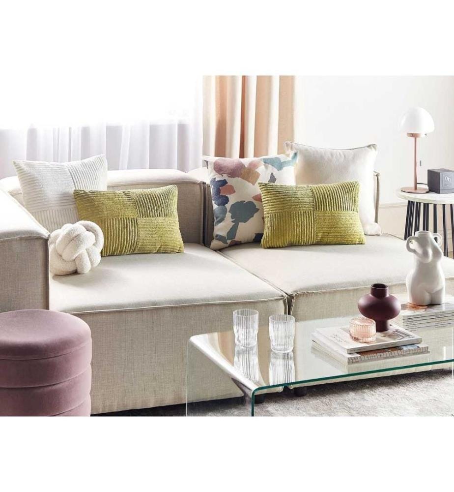 Coussins Décoratifs Verts en Velours Côtelé 47 x 27 cm Design Glamour Housse Amovible Confortable Lot de 2