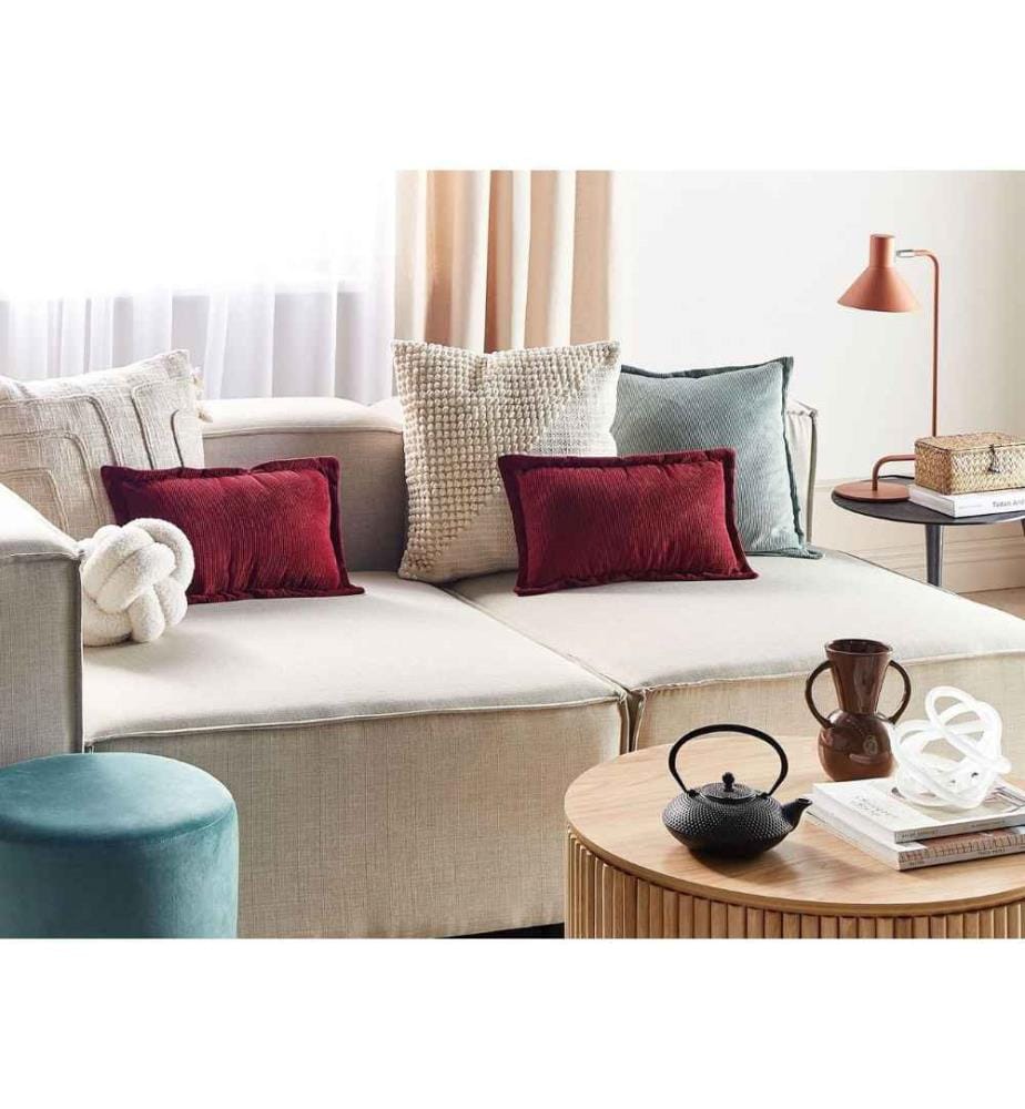 Lot de 2 Coussins Marron Doré en Velours Côtelé 47 x 27 cm Décoration Accessoire pour Salon et Chambre Design Moderne Traditionnel