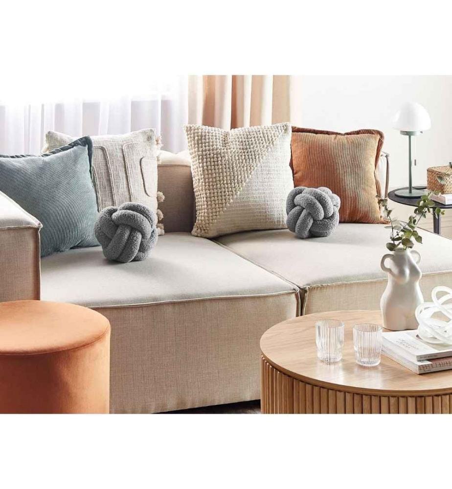 Coussins Nud Gris en Tissu Bouclé ? 19 cm en Forme de Balle Décoratif et Fonctionnel pour Chambre ou Salon Style Boho Scandinave Lot de 2