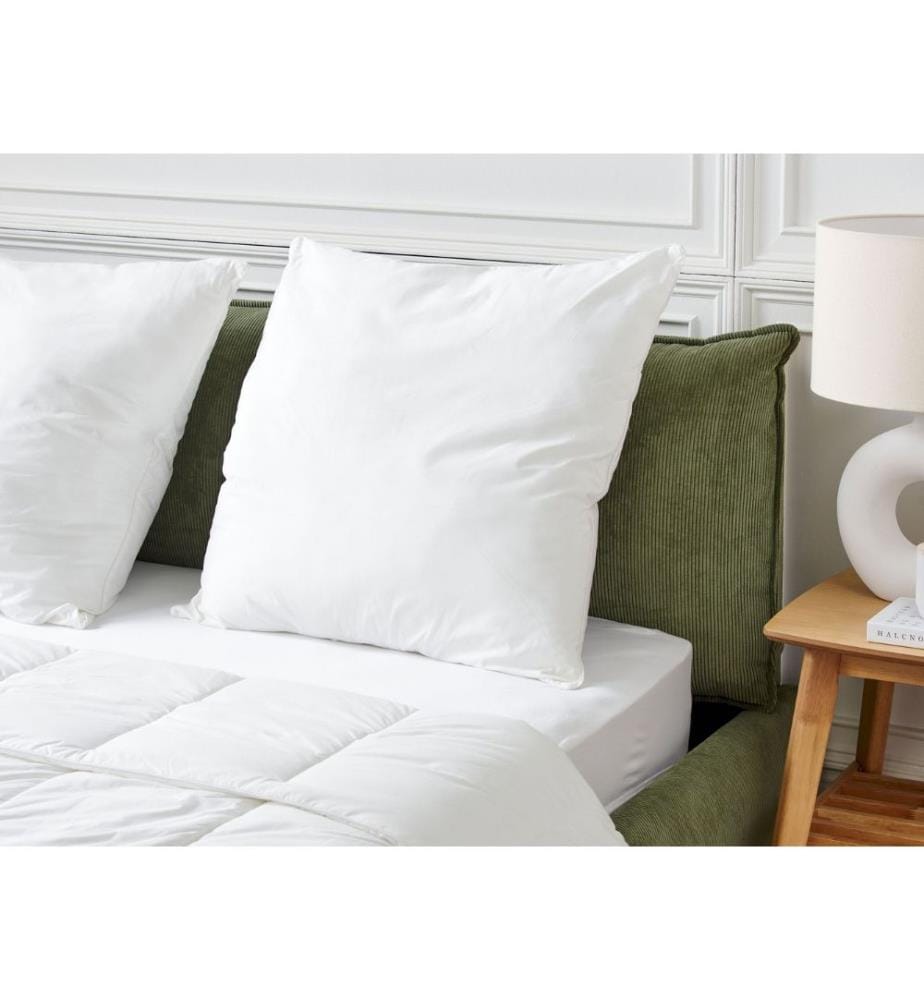 Oreiller Blanc Housse Lyocell 80 x 80 cm Faible avec remplissage polyester Carré Doux Oreiller pour personnes allergiques Convient pour la chambre à coucher