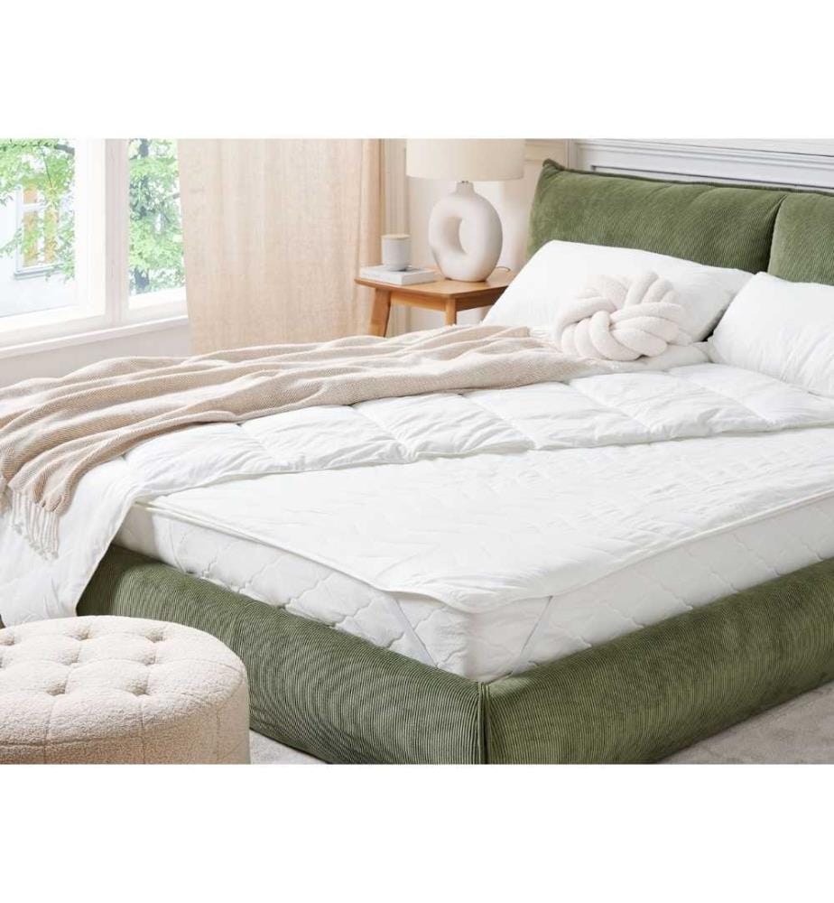 Surmatelas Blanc Microfibre 140 x 200 cm Imperméable à l'eau avec élastique dans les coins Surmatelas piqué pour lit double