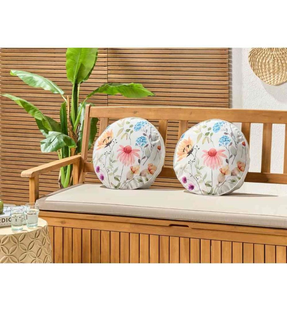 Lot de 2 coussins de jardin extérieur tissu polyester multicolore avec motif floral ? 40 cm jardin extérieur