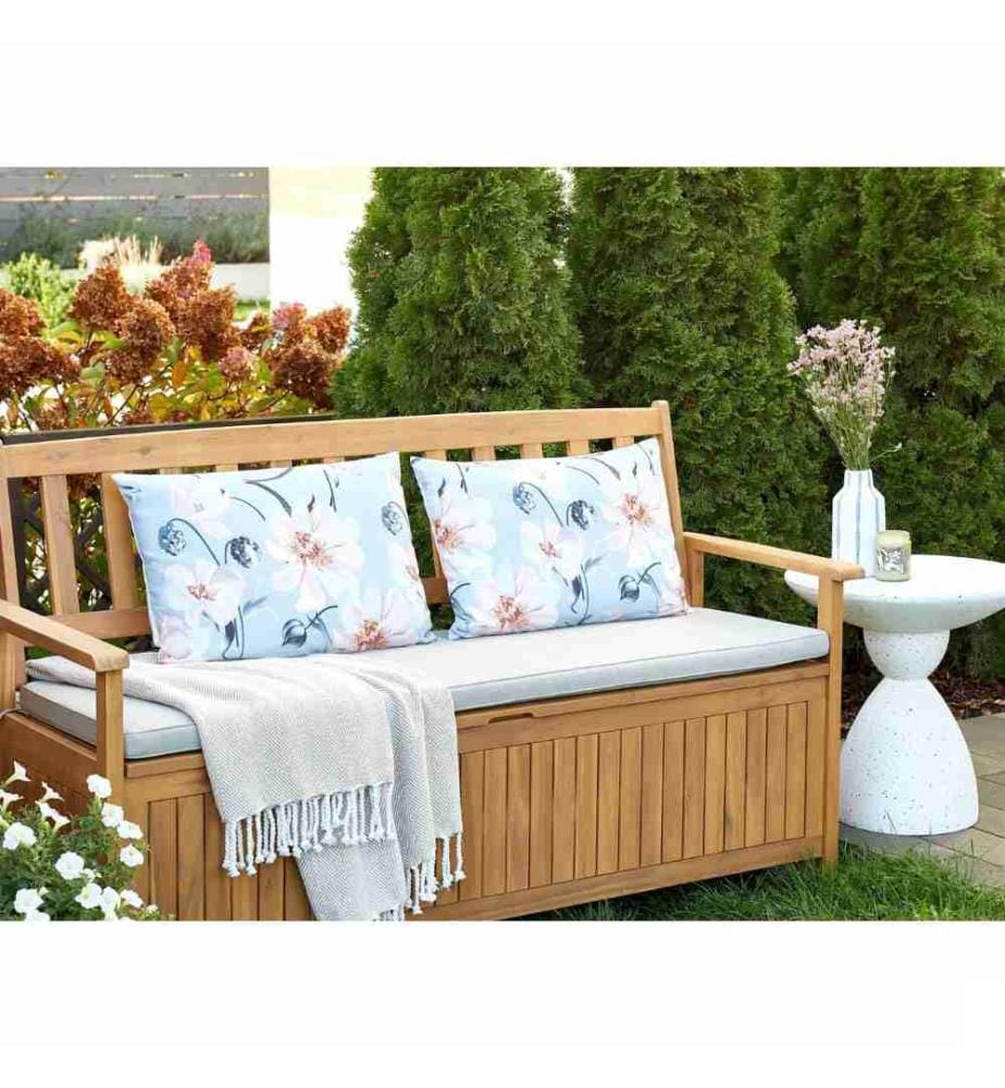 Lot de 2 coussins d'extérieur en tissu polyester bleu avec motif floral 40 x 60 cm jardin terrasse élégant