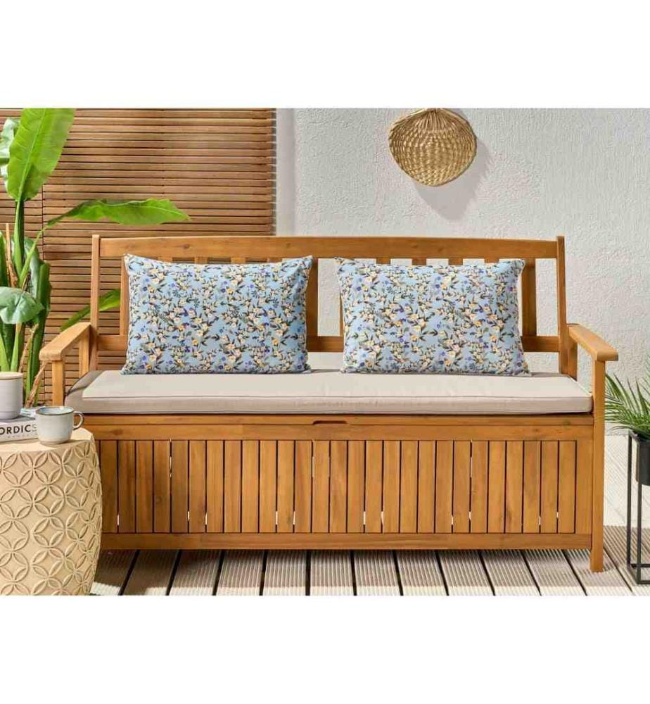 Lot de 2 coussins d'extérieur en polyester bleu 40 x 60 cm Coussin rectangulaire à imprimé floral pour le jardin et la terrasse