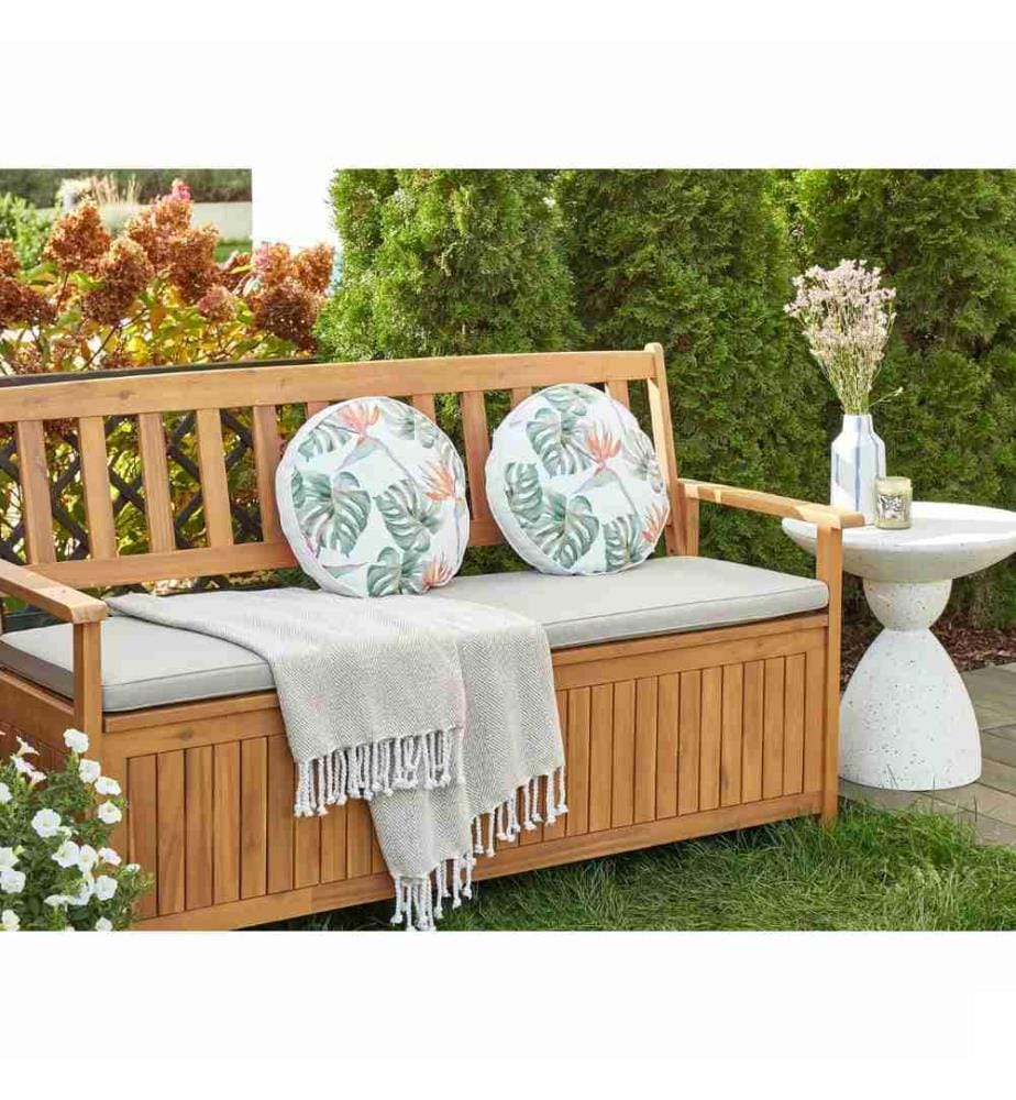 Lot de 2 coussins de jardin en polyester multicolore ? 40 cm Motif feuille de monstera rond Design moderne Coussin décoratif