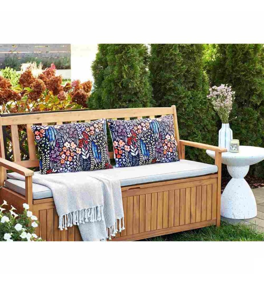 Lot de 2 coussins d'extérieur en polyester multicolore 40 x 60 cm Coussin rectangulaire à imprimé floral Jardin Patio