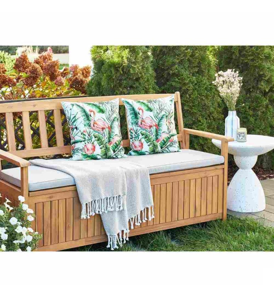 Lot de 2 coussins d'extérieur en polyester multicolore 45 x 45 cm Carré avec imprimé flamant rose Coussin de jardin de patio