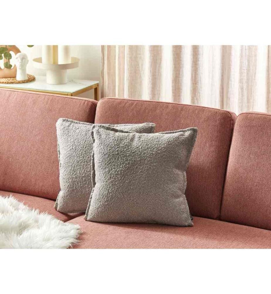 Lot de 2 coussins décoratifs en tissu pelucheux à motif uni beige canapé chambre salon
