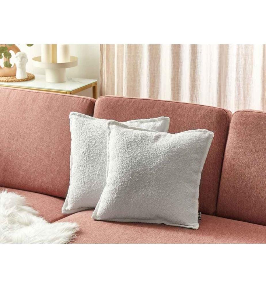 Lot de 2 coussins décoratifs en tissu pelucheux à motif crème-blanc uni canapé chambre à coucher salon