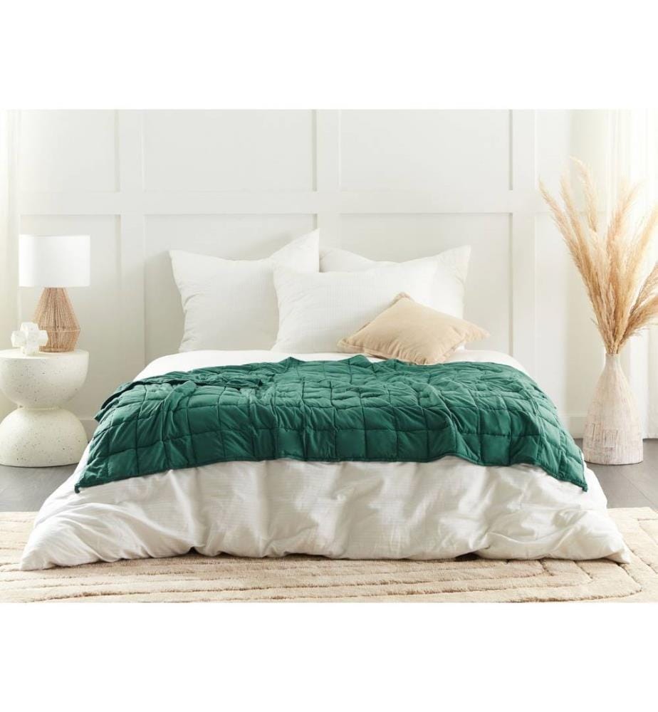 Couverture lestée Tissu polyester vert émeraude Garniture en perles de verre Rectangulaire 120 x 180 cm 7 kg Matelassé