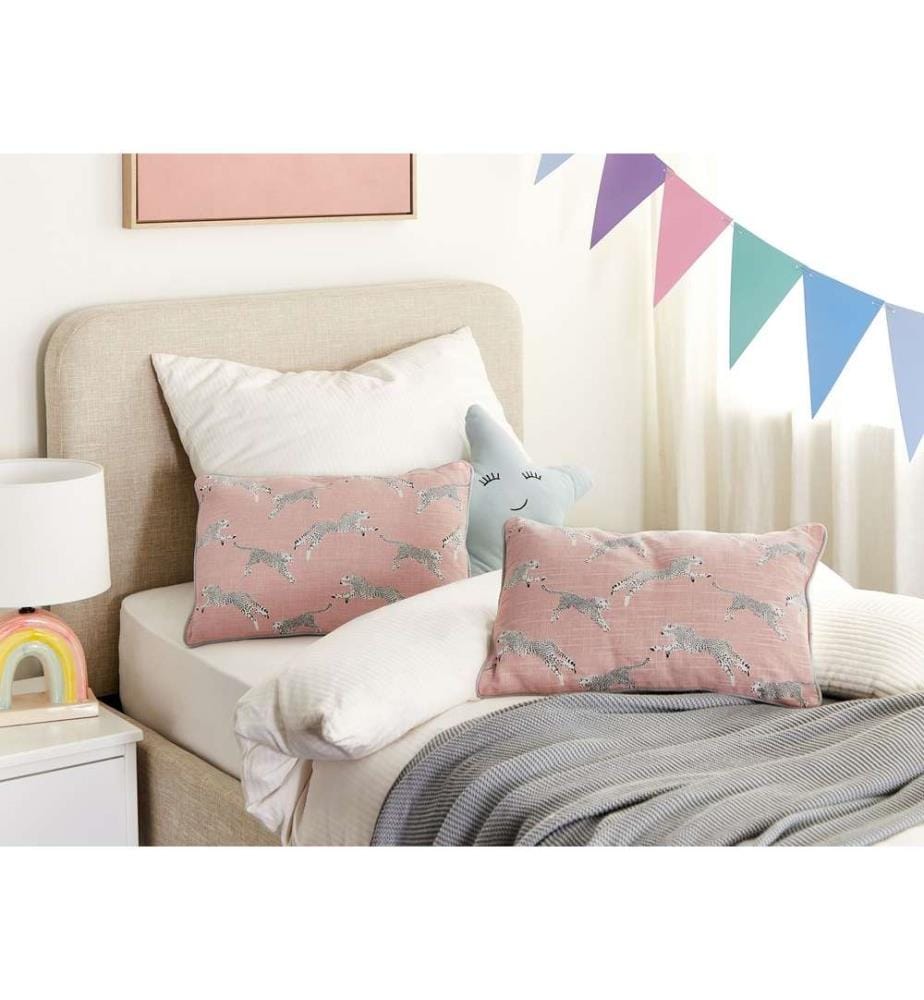 Lot de 2 Coussins Rose en Coton 30 x 50 cm Motif Imprimé Guépard Accessoire Textile Décoratif