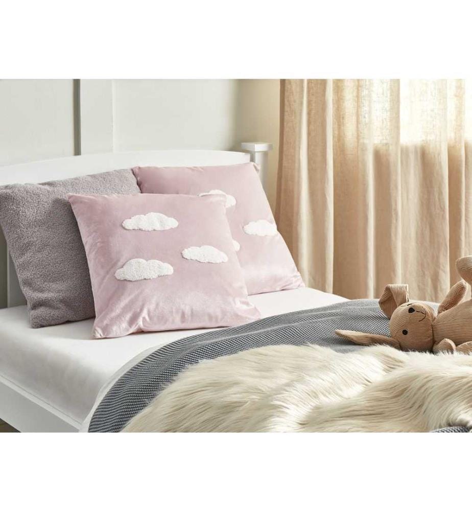 Lot de 2 Coussins Décoratifs en Coton Beige 45 x 45 cm à Motif de Coeurs Brodés Housse Amovible Rembourré Accessoire Intérieur Déco