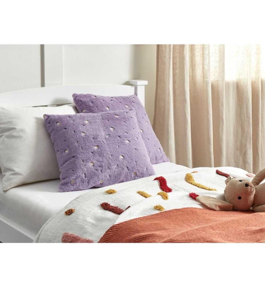 Lot de 2 Coussins Décoratifs en Coton Beige 45 x 45 cm à Motif de Coeurs Brodés Housse Amovible Rembourré Accessoire Intérieur Déco