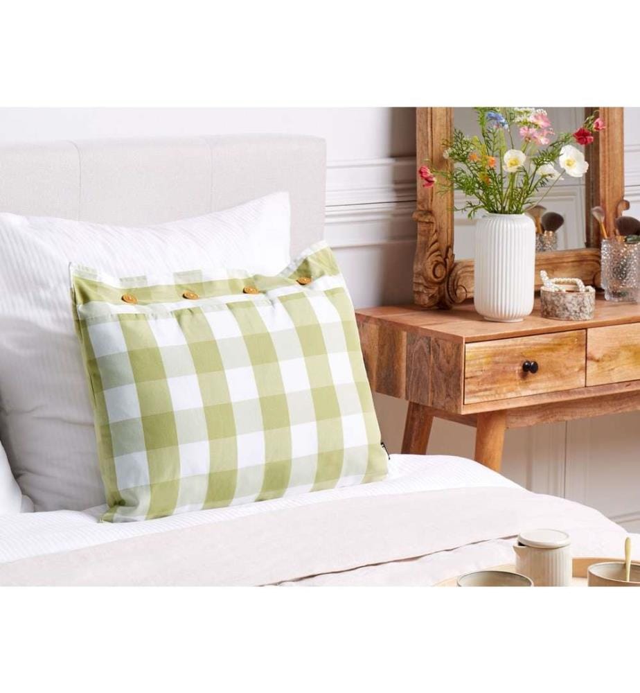 40 x 60 cm Coussin décoratif en tissu vert et blanc avec motif à damier de style cottage