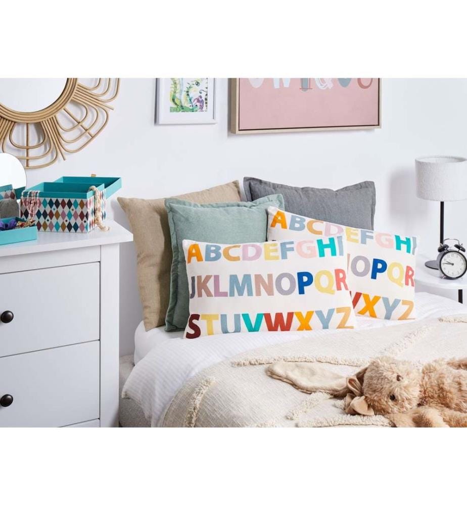 Coussin décoratif en coton Coloré 30 x 50 cm Rectangulaire Motif alphabet pour chambre d'enfant