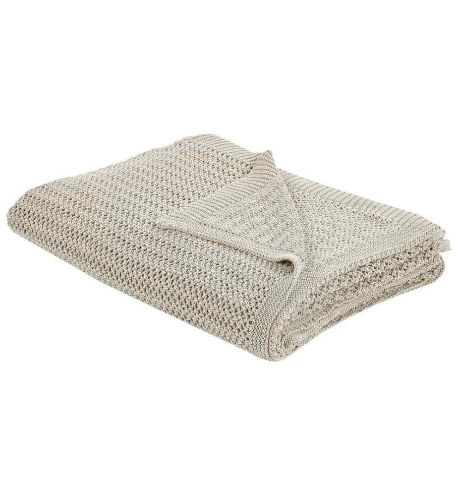Couvre-lit Plaid Couverture Beige Clair en Coton 150 x 200 cm Décoratif Chambre à Coucher Style Classique