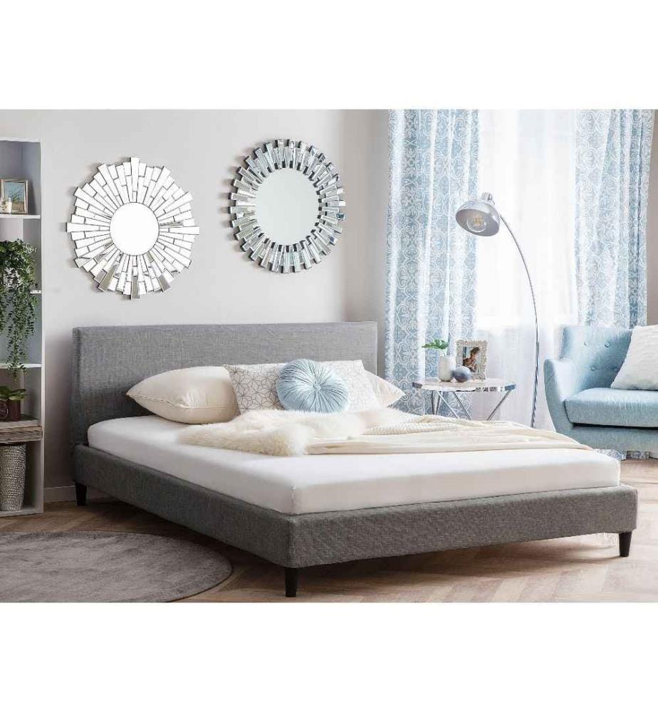 Lit avec sommier Tissu FITOU 180 x 200 cm Gris clair