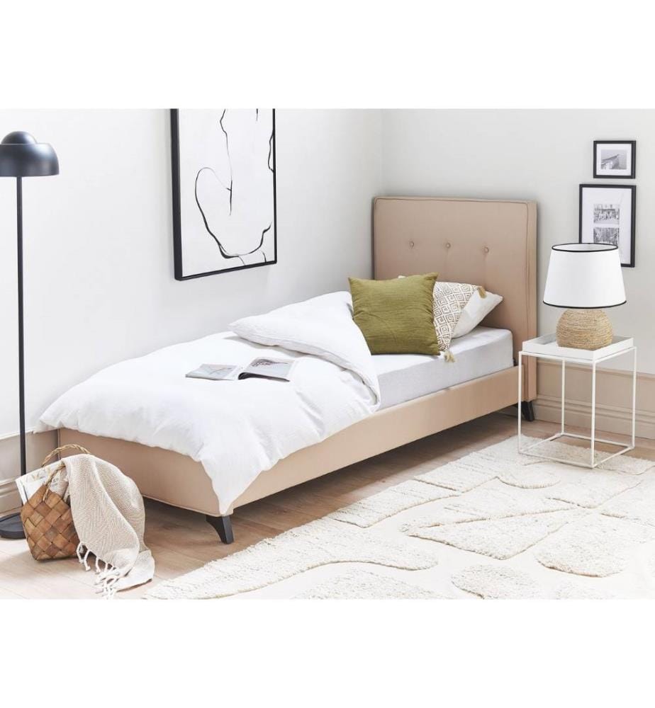 Lit avec sommier Tissu AMBASSADOR 90 x 200 cm Beige