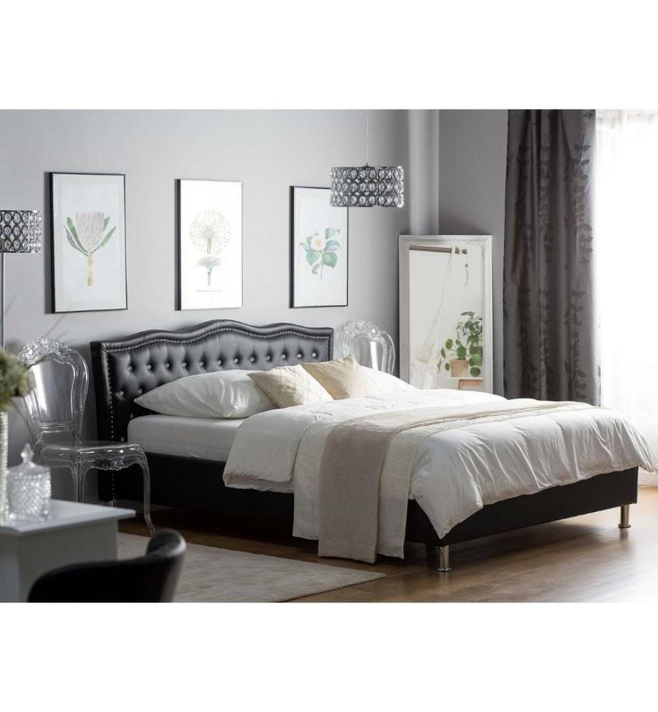 Lit avec sommier Cuir PU METZ 160 x 200 cm Noir