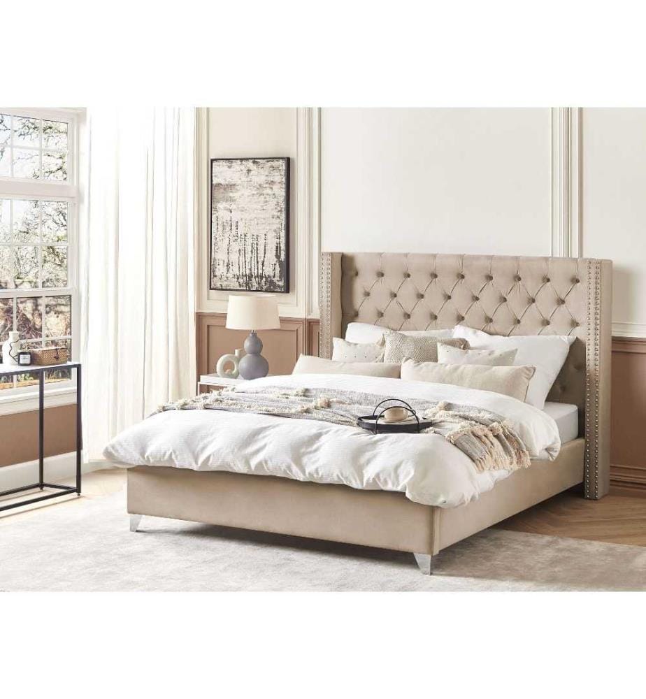 Lit avec sommier Velours LUBBON 180 x 200 cm Beige