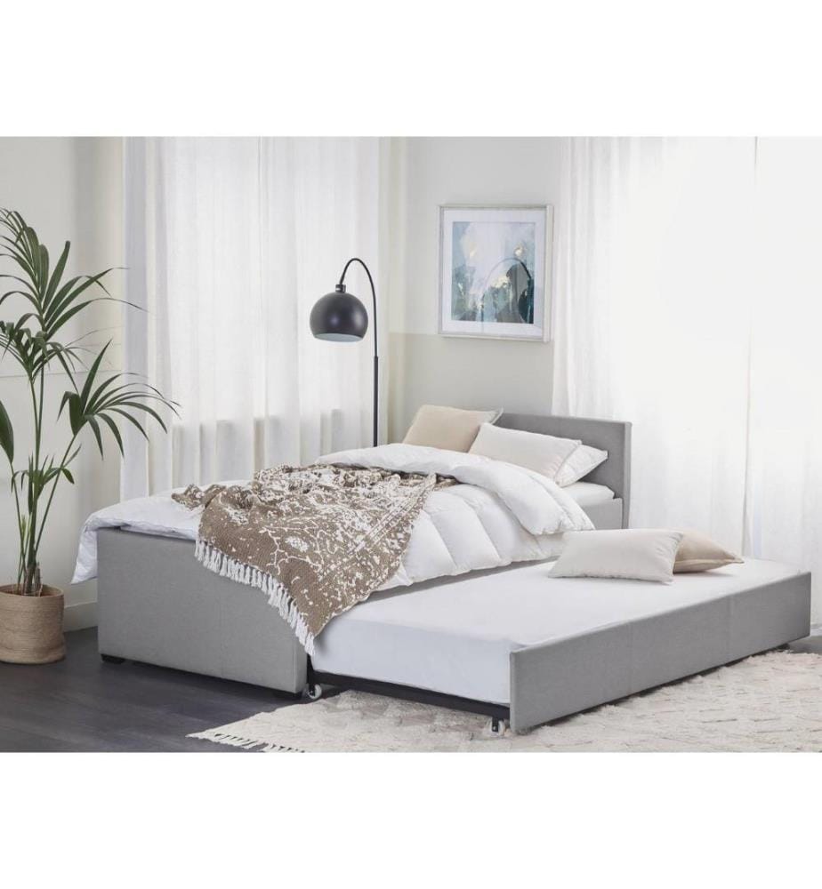 Lit gigogne Tissu MARMANDE 90 x 200 cm Gris clair