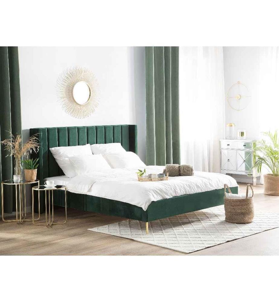 Lit avec sommier Velours VILLETTE 180 x 200 cm Vert foncé