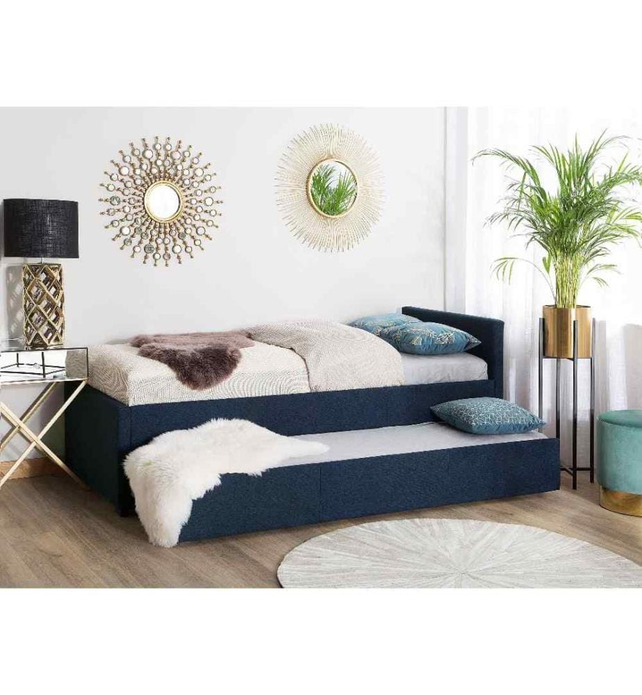 Lit gigogne Tissu MARMANDE 80 x 200 cm Bleu marine