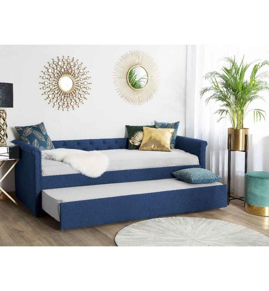 Lit gigogne Tissu LIBOURNE 80 x 200 cm Bleu marine